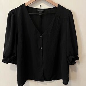 New Look Black Blouse with Puff Sleeves